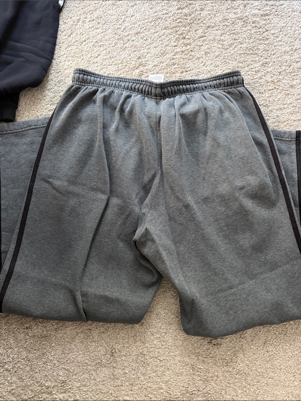 adidas Gray Sweatpants with Black Side Stripes - Picture 2 of 4